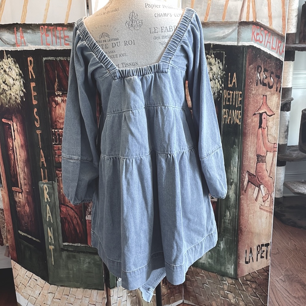 Free People Light Blue Denim Mini Dress - Picture 3 of 8